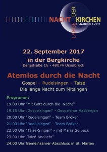 Programm zur 3. Langen Nacht der Kirchen in der Bergkirche